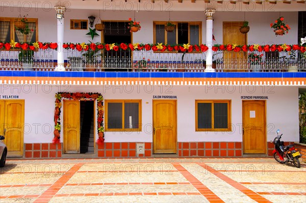 Colorful priest's house near to Rock Temple in Medellin , Colombia