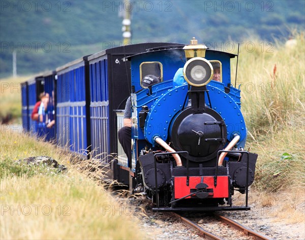 'Sherpa' heads towards Penrhyn Point on the Fairbourne RailwayFairbourne Railway, Fairbourne, Wales, Europe