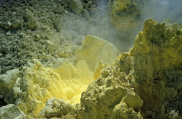 Sulphur, volcano crater, Papua New Guinea,