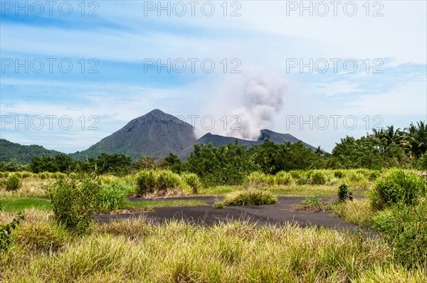 Mount Tavurvur volcanic eruption. Rabaul, New Britain Island, Papua New Guinea.