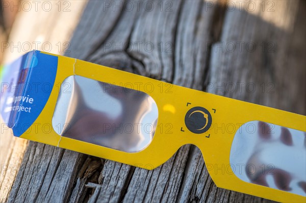 A pair of solar eclipse glasses, Grand Tetons National Park, Teton County, Wyoming
