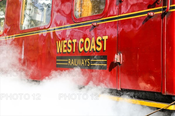 A railway coach belonging to West Coast Railways on the Jacobite Express steam hauled train service between Fort William and Mallaig, Scotland, UK