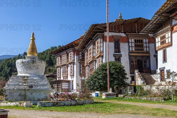 Bumthang, Bhutan.  Kurje Lhakhang Buddhist Temple and Monastery.