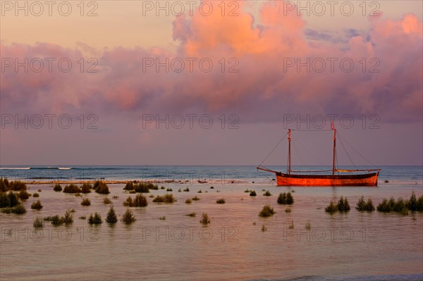 Sunrise on the beach, Morondava, Madagascar west coast. Beach holidays. Ocean landscape.