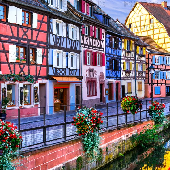 Traditional colorful houses in Colmar town,Alsace,France.