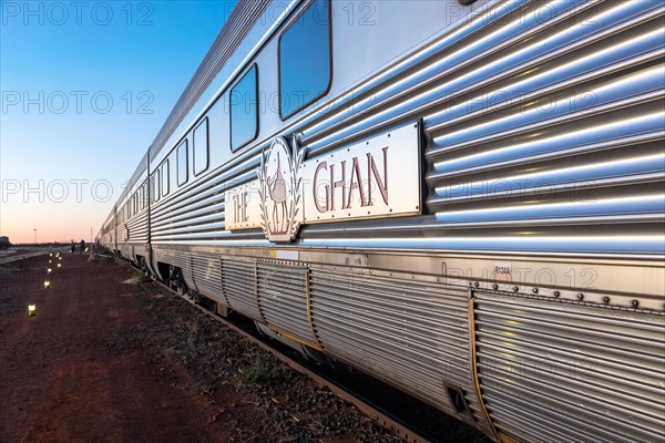The Ghan train stopped at Marla, South Australia