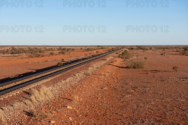 Australia, South Australia, Train tracks at Manguri, the train stop for The Ghan's visit to Coober Pedy.