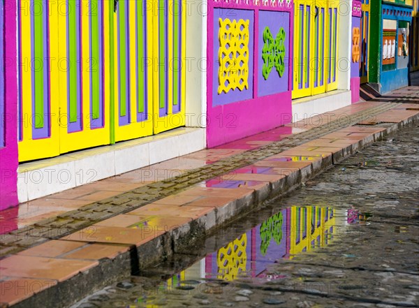 Guatape, Colombia. Typically colourful buildings in Guatape Colombia