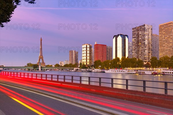 Eiffel tower and quay de Grenelle, Paris, France