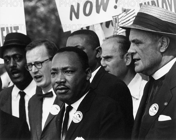 Martin Luther King Jr. at the March on Washington. The March on Washington for Jobs and Freedom, the March on Washington, or The Great March on Washington,  was held in Washington, D.C. on Wednesday, August 28, 1963. The purpose of the march was to advocate for the civil and economic rights of African Americans. At the march, Martin Luther King Jr., standing in front of the Lincoln Memorial, delivered his historic "I Have a Dream" speech in which he called for an end to racism.

The march was organized by A. Philip Randolph and Bayard Rustin, who built an alliance of civil rights.