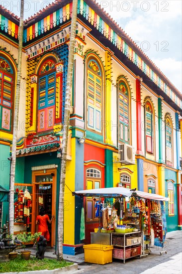 Colourful building in Little India, Singapore