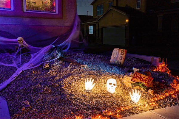 Night view of a beautiful Halloween decoration house at Las Vegas, Nevada