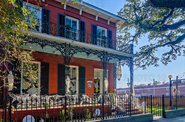 A house on Government Street is decorated for Halloween, Oct. 31, 2020, in Mobile, Alabama.