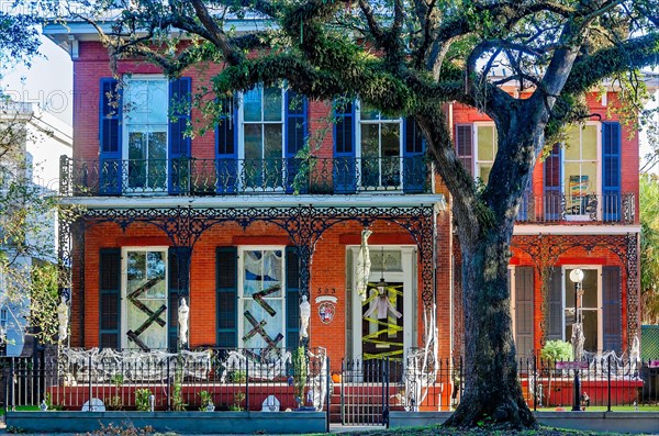 A house on Government Street is decorated for Halloween, Oct. 31, 2020, in Mobile, Alabama.