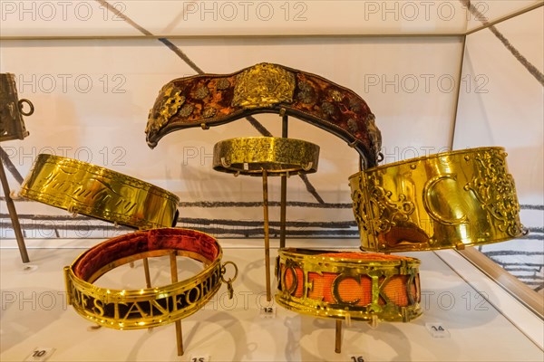 England, Kent, Leeds Castle, The Dog Collar Museum, Exhibit of Historical Dog Collars