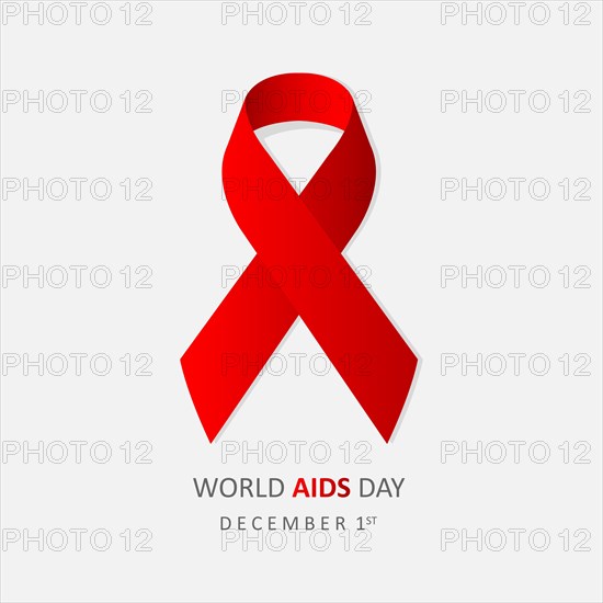 World AIDS Day December 1st. Banner with red ribbon and text World Aids Day on gray background. Vector illustration EPS 10