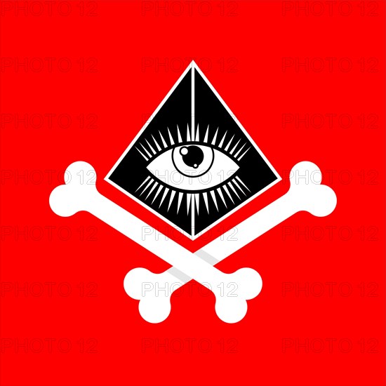 All-seeing eye and bones. secret sign of arcane society