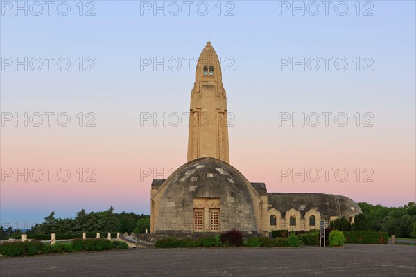 The First World War Douaumont Ossuary at first light in Douaumont-Vaux (Meuse), France