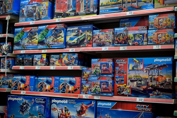 MELUN - FRANCE - DECEMBER 2021: view on the playmobil game in a toy department at a merchant