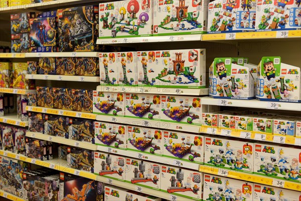 MELUN - FRANCE - DECEMBER 2021: view on the lego game in a toy department at a merchant
