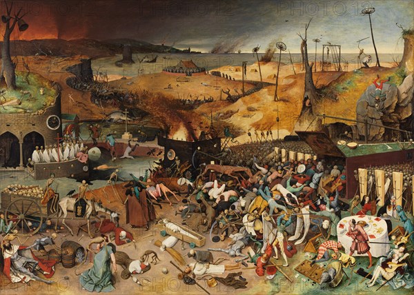The Triumph of Death is an oil panel painting by Pieter Bruegel the Elder from around 1562. It has been in the Museo del Prado in Madrid since 1827. Depicting total slaughter, it catalogues the effects of the plague, among other horrors.