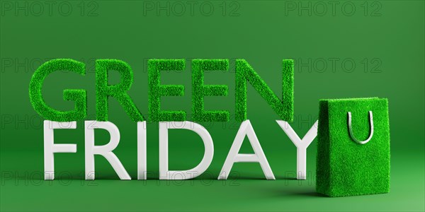 Green Friday Conscious consumption. 3d rendering