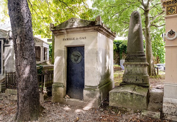 Grave of French painter Edgar Degas, in the monumental Montmartre Cemetery, built in early 19th century, Montmartre district, Paris, France