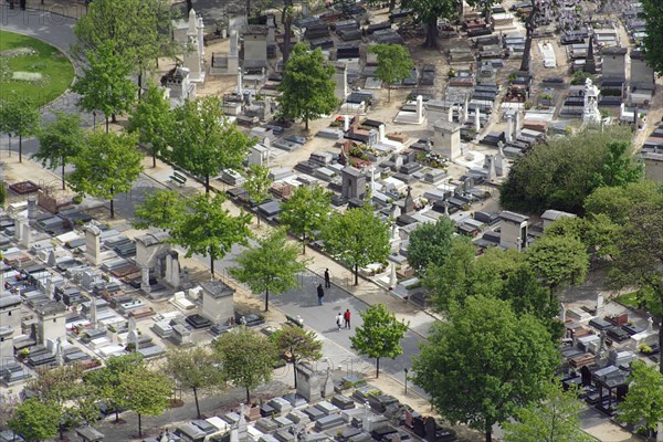 Aerial view of Montparnasse cemetery Paris France