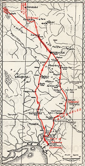 Marco Polo's Itinerary from Kirman to the coast.