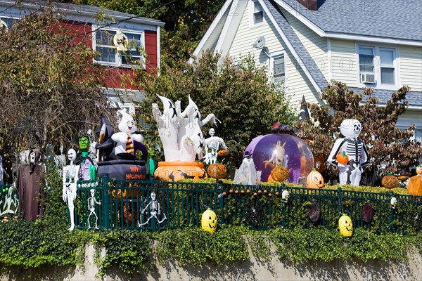A House Decorated for Halloween In America