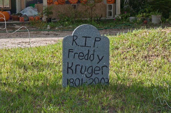 Halloween decorations in yard