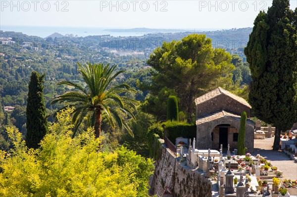 The cemetery at St Paul de Vence, France. Eternal resting place of famous artist Marc Chagall.