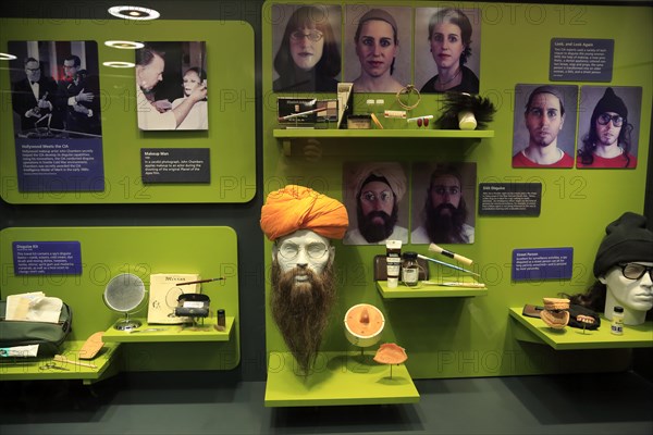 Exhibition of make up skill for a person at International Spy Museum.Washington D.C.USA