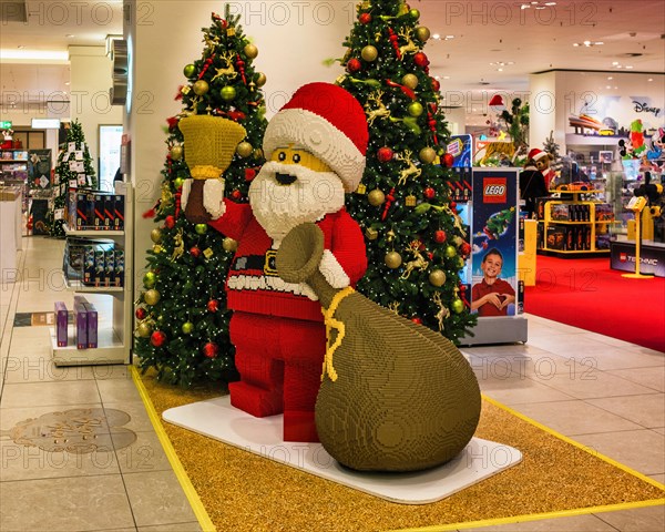 Berlin,Mitte,Alexanderplatz,Lego  Father Christmas in Toy Department in Galeria Kaufhof store at Xmas