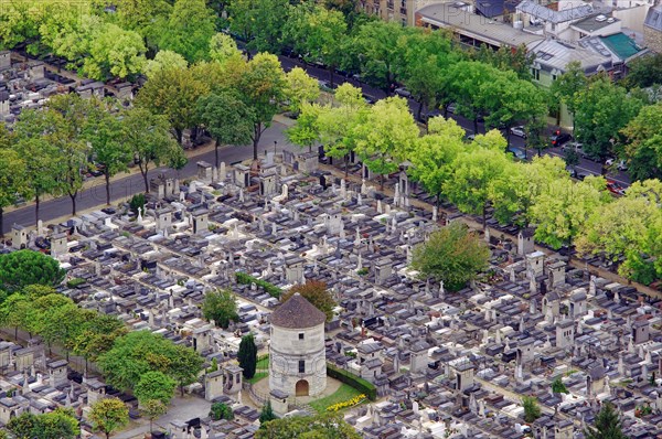 cemetery in Paris, France. aerial view from Montparnasse tower