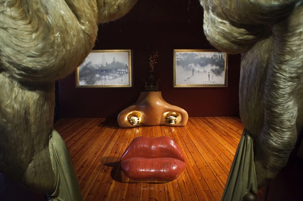 Installation 'Portrait of Mae West' designed by Spanish architect Oscar Tusquets Blanca on display in the Salvador Dalí Theatre and Museum in Figueres, Catalonia, Spain.