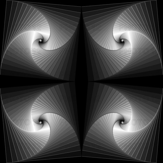 Monochrome swirling spiralling squares - 3D digital illustration