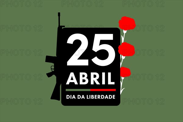 25 of April the Portugal freedom day illustration clove and gun. Revolution of the Carnations background poster, banner or card.