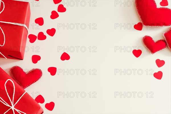 saint valentine day red felt hearts gift boxes