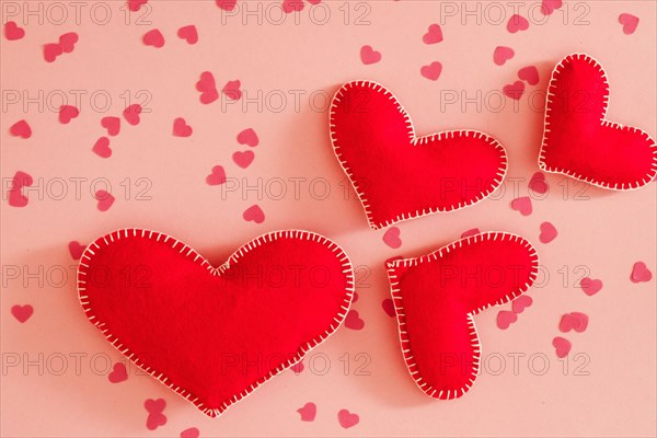 saint valentine day greeting card red felt hearts