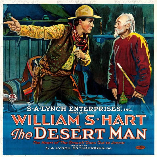 Old Western Movie - Vintage film poster - The Desert Man (S.A. Lynch, 1917) William S Hart