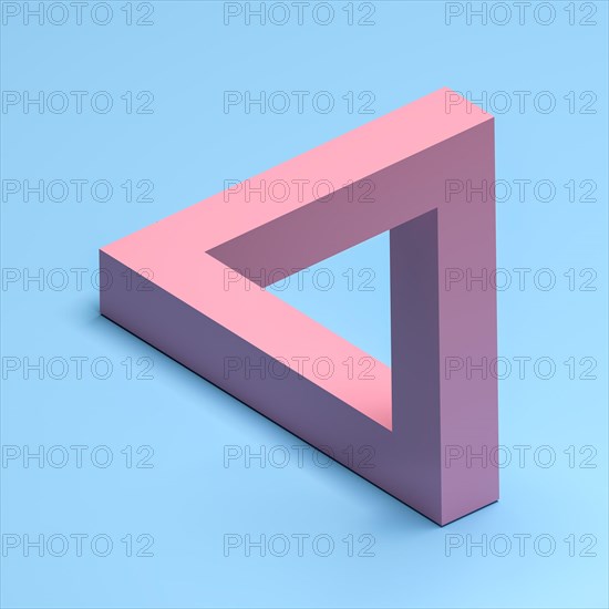 Optical Illusion or paradox called "The Penrose triangle" or Penrose tribar. The impossible tribar is a triangular impossible object, an optical illus