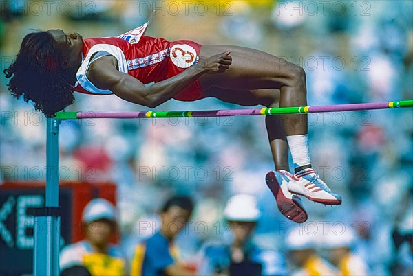Jackie Joyner-Kersee competing in the Heptathlon at the 1988 Olympic Summer Games.