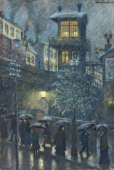 Hans Baluschek
German school
Rain
1917
Gouache et pastel sur papier (49,5 x 33 cm)
Collection particulière