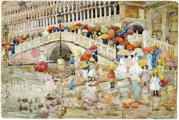 Maurice Prendergast
Ecole américaine
Umbrellas in the Rain
1899
Aquarelle et crayon (35,4 x 53 cm)
Boston, Museum of Fine Arts