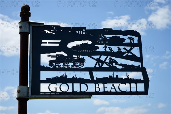 Metal Gold Beach Marker at The British Normandy Memorial.