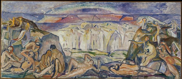 Edvard Munch
Ecole norvégienne
Peace and the Rainbow
Vers 1918-1919
Huile sur toile (119,5 x 277 cm)
Oslo, musée Munch