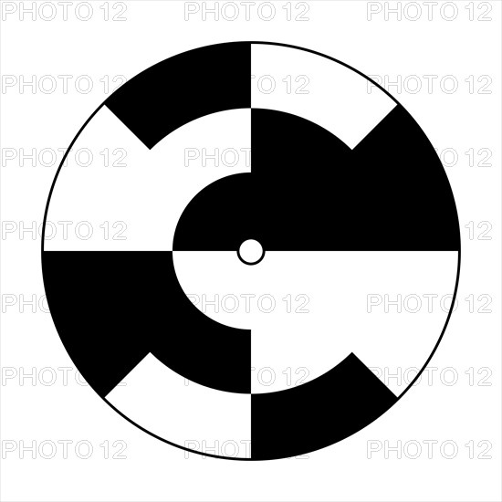 Template for a rotating disk to turn the whole surface into gray color. Circles with alternating black and white segments.