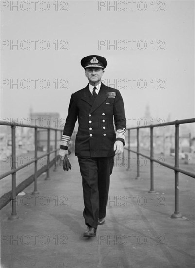 Operation Overlord (the Normandy Landings)- D-day 6 June 1944- Personalities Admiral Sir Bertram Ramsay KCB MVO Allied Naval Commander-in-Chief of the Expeditionary Forces, photographed at his London Headquarters at Norfolk House.