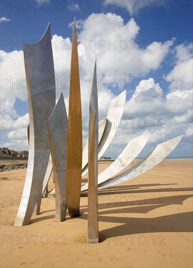 Les Braves D Day World War 2 sculpture at Omaha Beach, Normandy, France, Europe